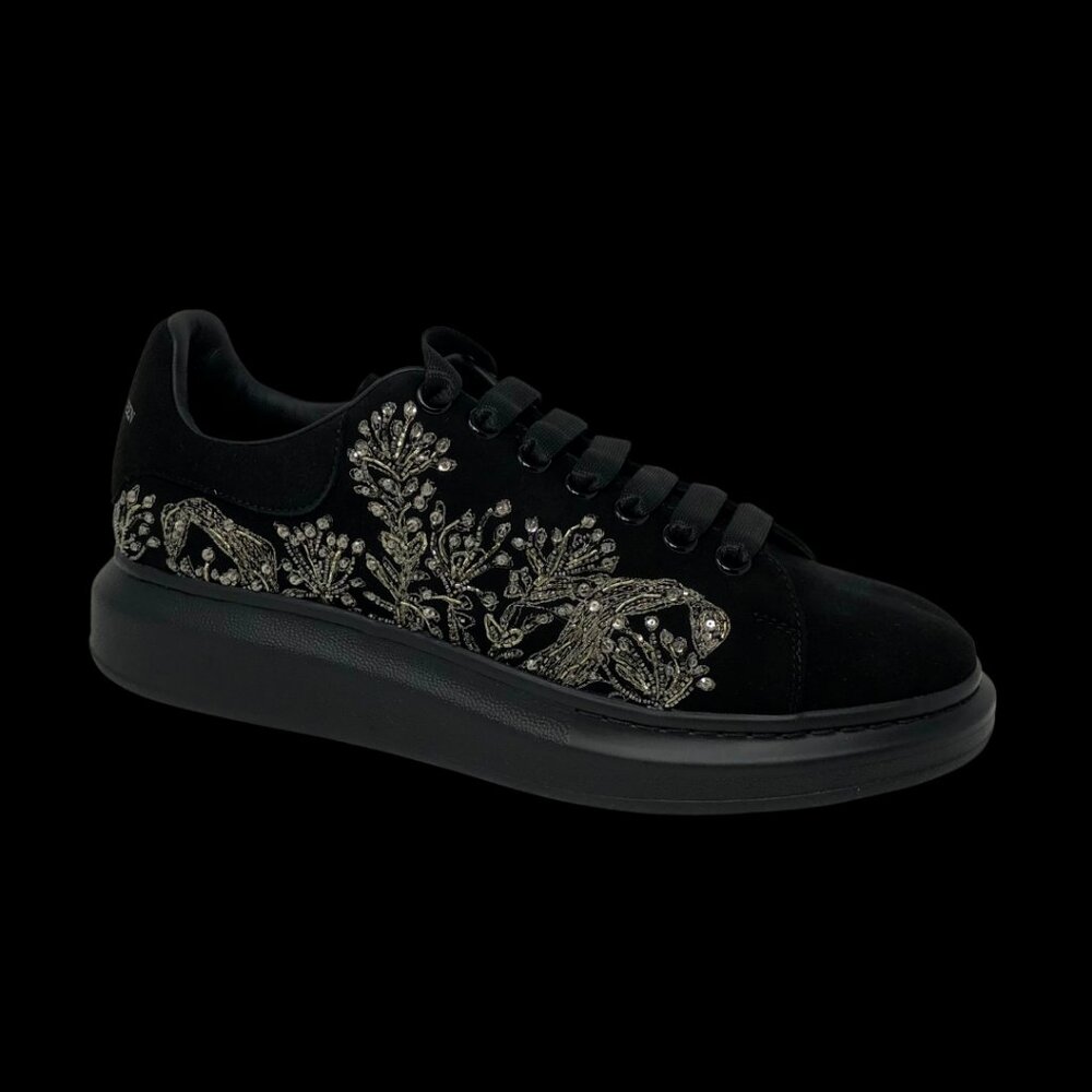 Men's Alexander McQueen Daim Valour Sneaker, Size 10, Black/Silver